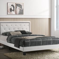 HH910-white Pu Platform King Bed😍🚛🔥✅😎💕📲👀