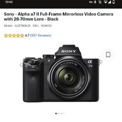 Sony Alpha A7 II Mirrorless Camera