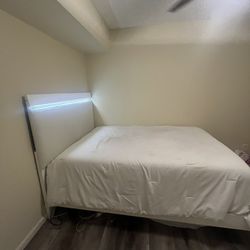 Full Size Bed Frame With 3 Level White Led Light