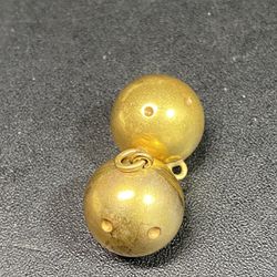 Vintage Bowling Ball Charms/Pendant. 1/20 10kt Gold Filled. 2 Pieces. Some wear in finish  