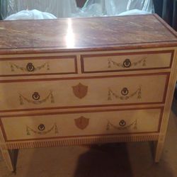 Painted Chest Of Drawers On Brass Roller Feet