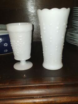 Fenton White Glass And Vase