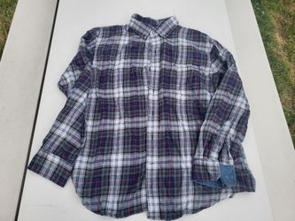 Men XL Izod blue plaid thermal ls button up Lot 126