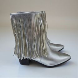 Chase & Chloe Malena Fringe Western Ankle Boots 