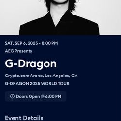 G-dragon Concert Tickets 9/6