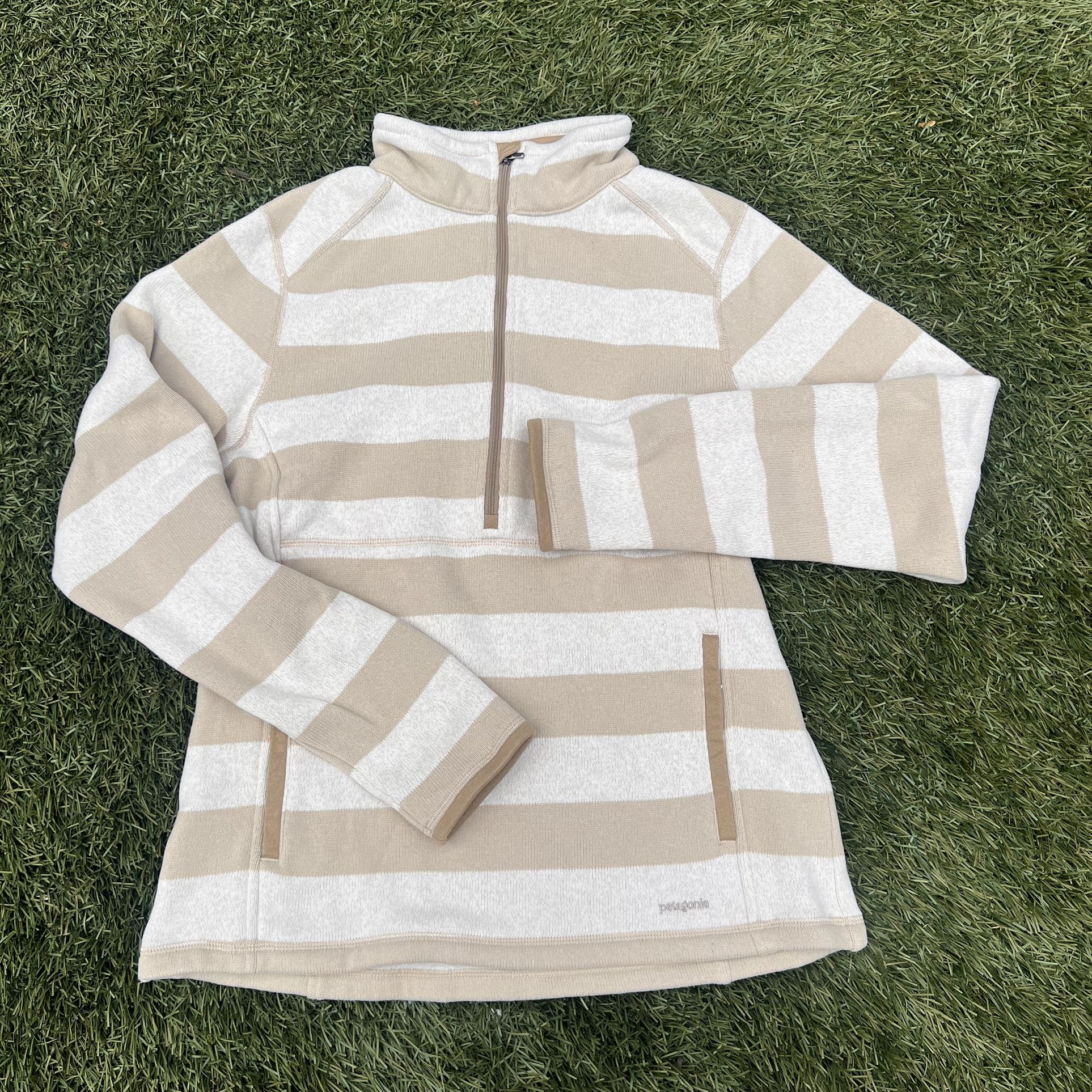 Patagonia Women’s Striped Quarter Zip Fleece Pullover – Size Large