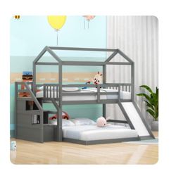 Peard Kids Twin Over Full Bunk Bed by Harper Orchard Bed Frame Gray
