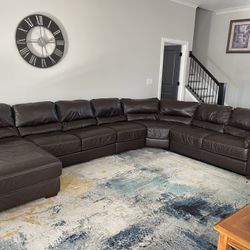 Real Leather Sectional Sofa 8 Seat