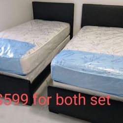 $599 For 2 Twin Beds With Mattress And Box Spring Brand New Free Delivery 