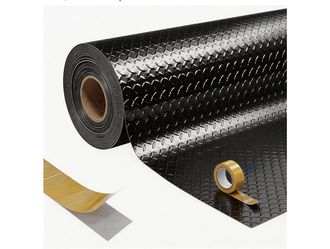 Garvee 7.5x20ft Garage FloorMat,Thick DiamondPlate PVC Garage Mat-Black