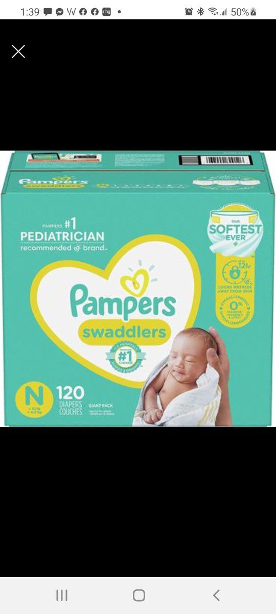 Pampers Swaddlers Size 0 (Newborn) 120 count