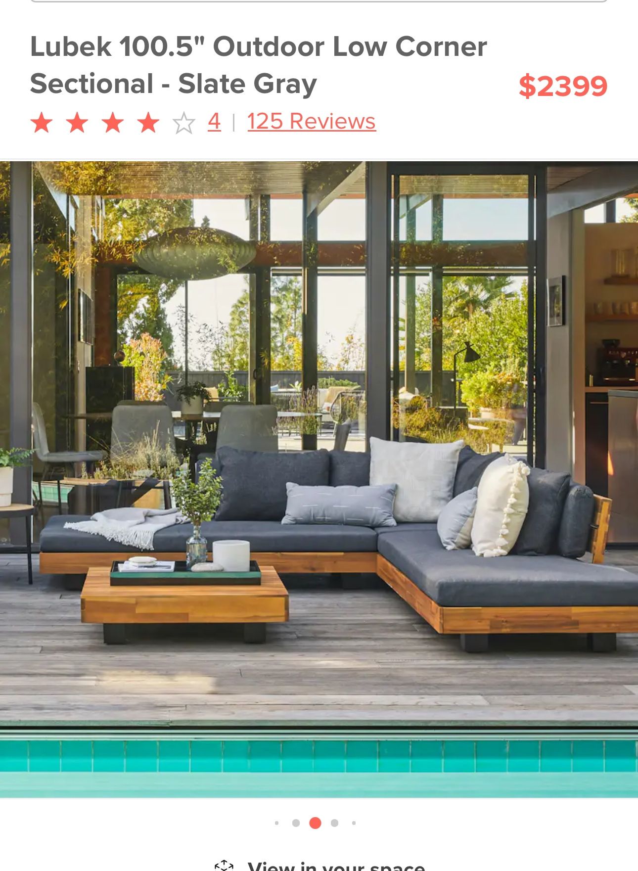 New In Box Article Lubek 100.5" Outdoor Corner Sectional