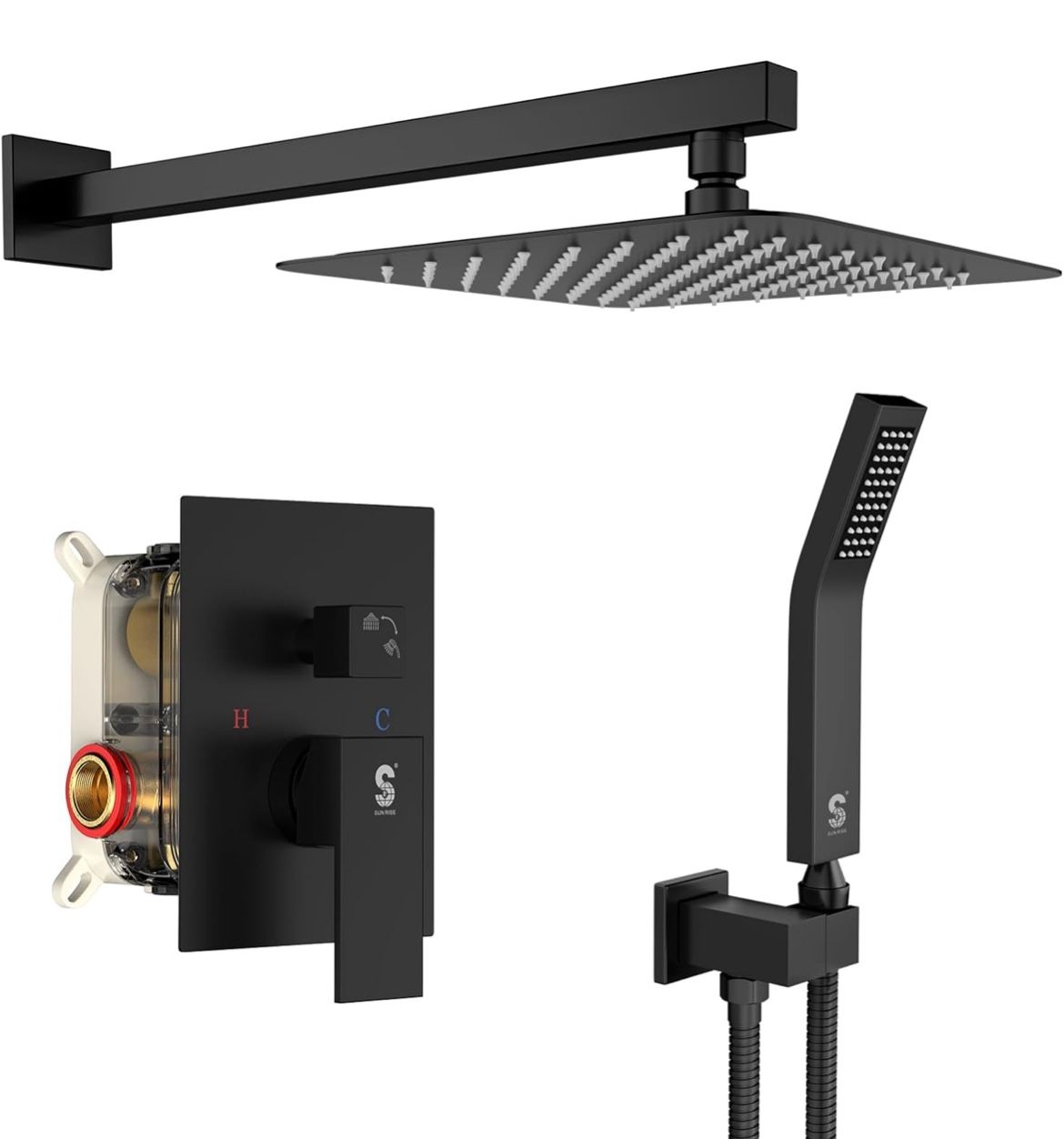 SR SUN RISE 12 Inch Ceiling Mount Matte Black 