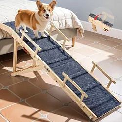 Tsukiko 64" Wooden Dog Ramp Bed 6 Height 220lb Side Rail Damaged #3819M G1