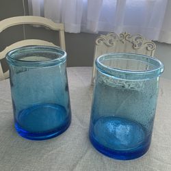 Patio Decorative Blue Vases (2)