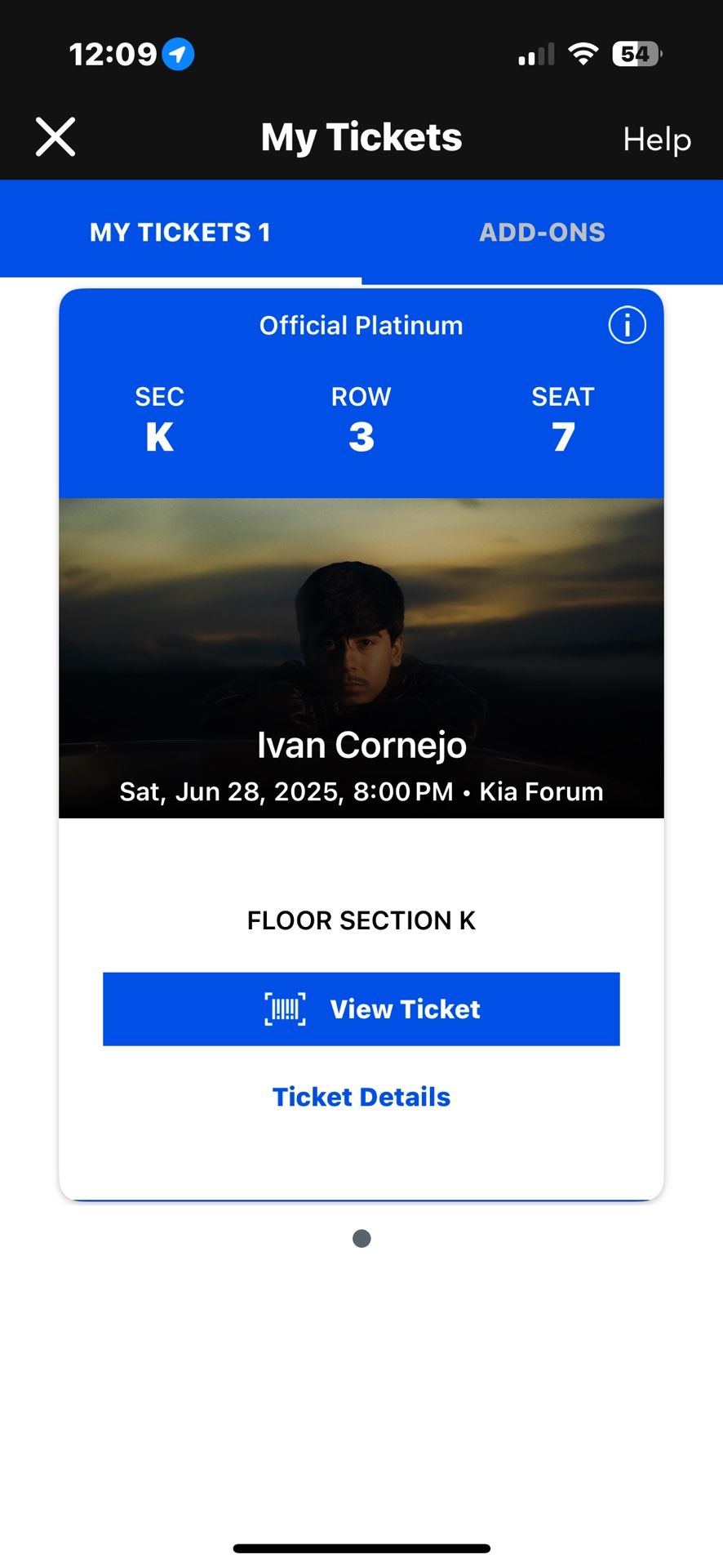 IVÁN CORNEJO SINGLE FLOOR SEAT KIA FORUM 6.28.25
