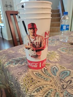 4 Mike Trout MLB Plastic Cups Coca-Cola Angel's Baseball