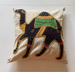 Hand-Embroidered Patchwork Pillow