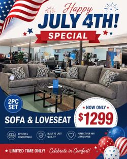 🔥July 4th Special🔥Brand New 2pc Name Brand Sofa and Loveseat $1299, 12 months interest free finance available. Delivery Available.