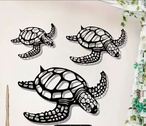 Set of Three Turtles Wall Decor