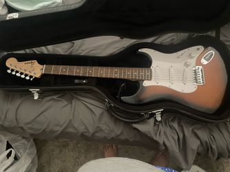 Squier Stratocaster Electric Guitar Bundle w/ Amp, Cable & Hard Shell Case