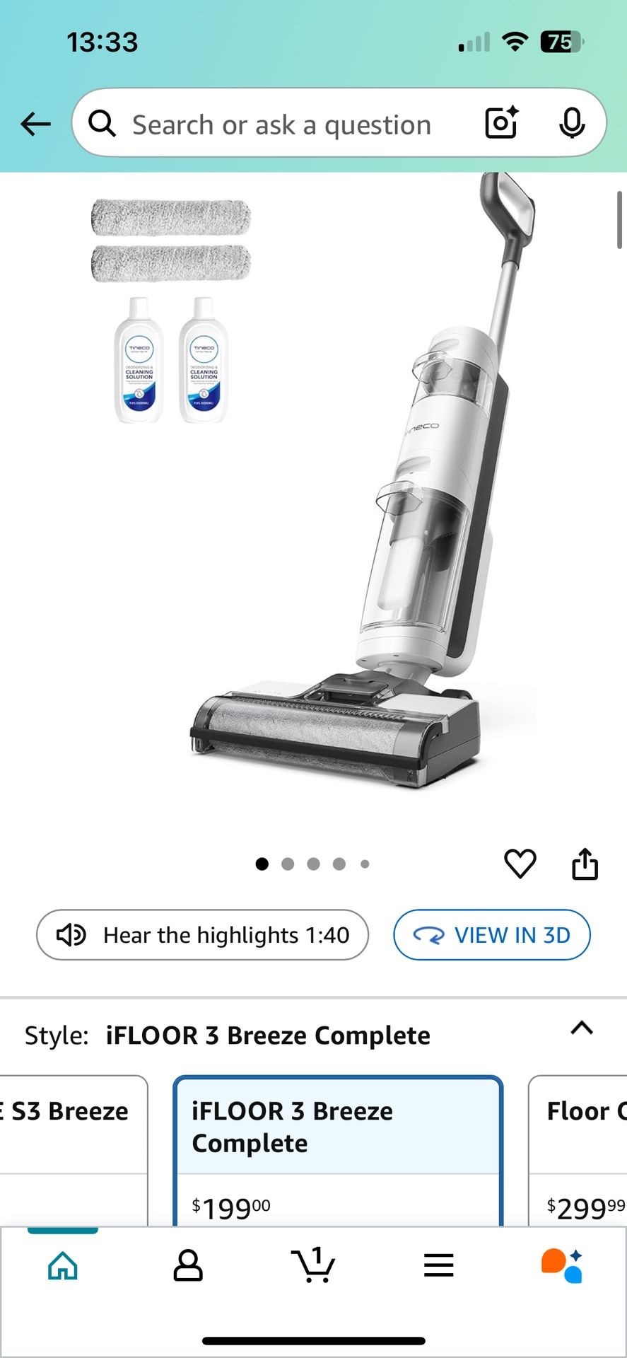 Tineco iFloor 3 Breeze Complete for sale