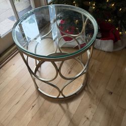 Metal Glass Accent Table 