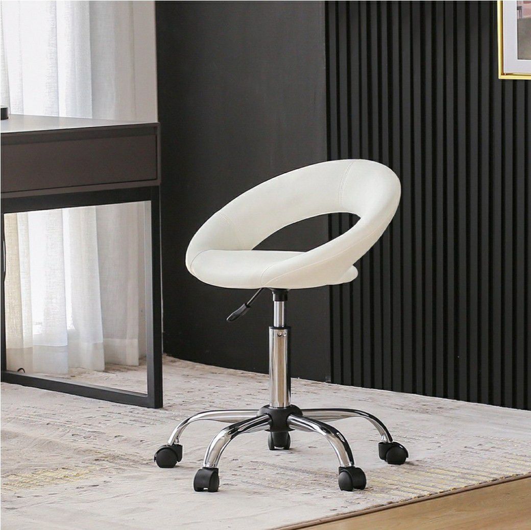 Stylish White Round Shaped Adjustable Swivel Office Chair