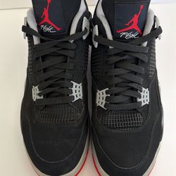 Nike Black and Red Air Jordan 4 Retro Bred Sneakers Size 11.5