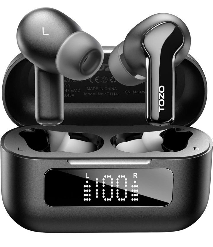 Hybrid Active Noise Cancelling Wireless Earbuds 6 Mics ENC Clear Call 55H Playtime 32 Preset EQs via APP Bluetooth 5.3 Headset