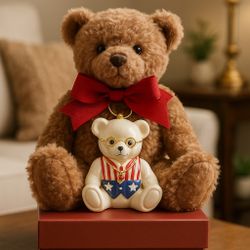Lenox American Bears 100th Anniversary Teddy Bear & Porcelain Ornament 2002