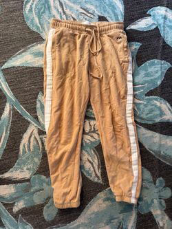 Tan Jogger Sweatpants with White Side Stripe