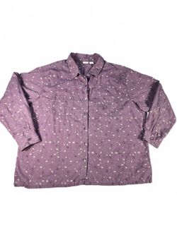 Purple Floral 26W Curduroy Button Up Short Top Grandmacore Fall Cottagecore