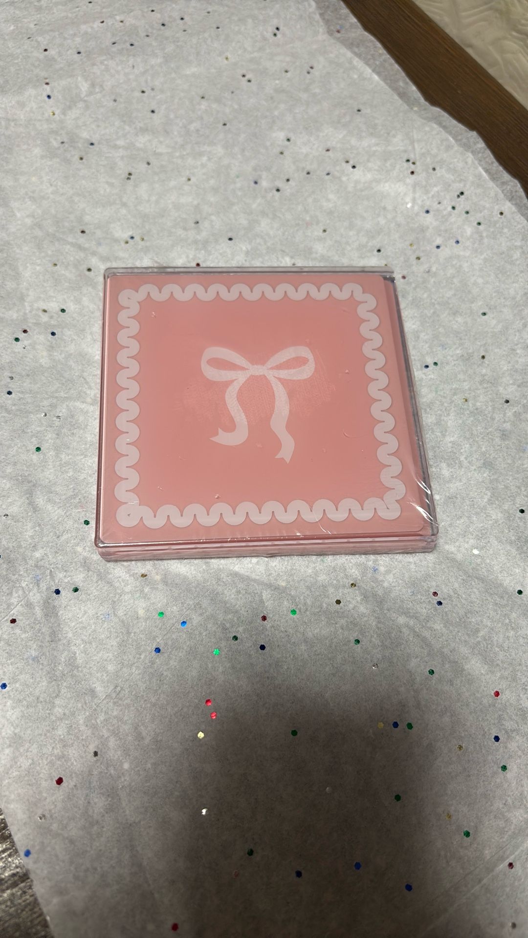 4 Pink Bow Coasters 
