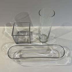 3 Glass Vases