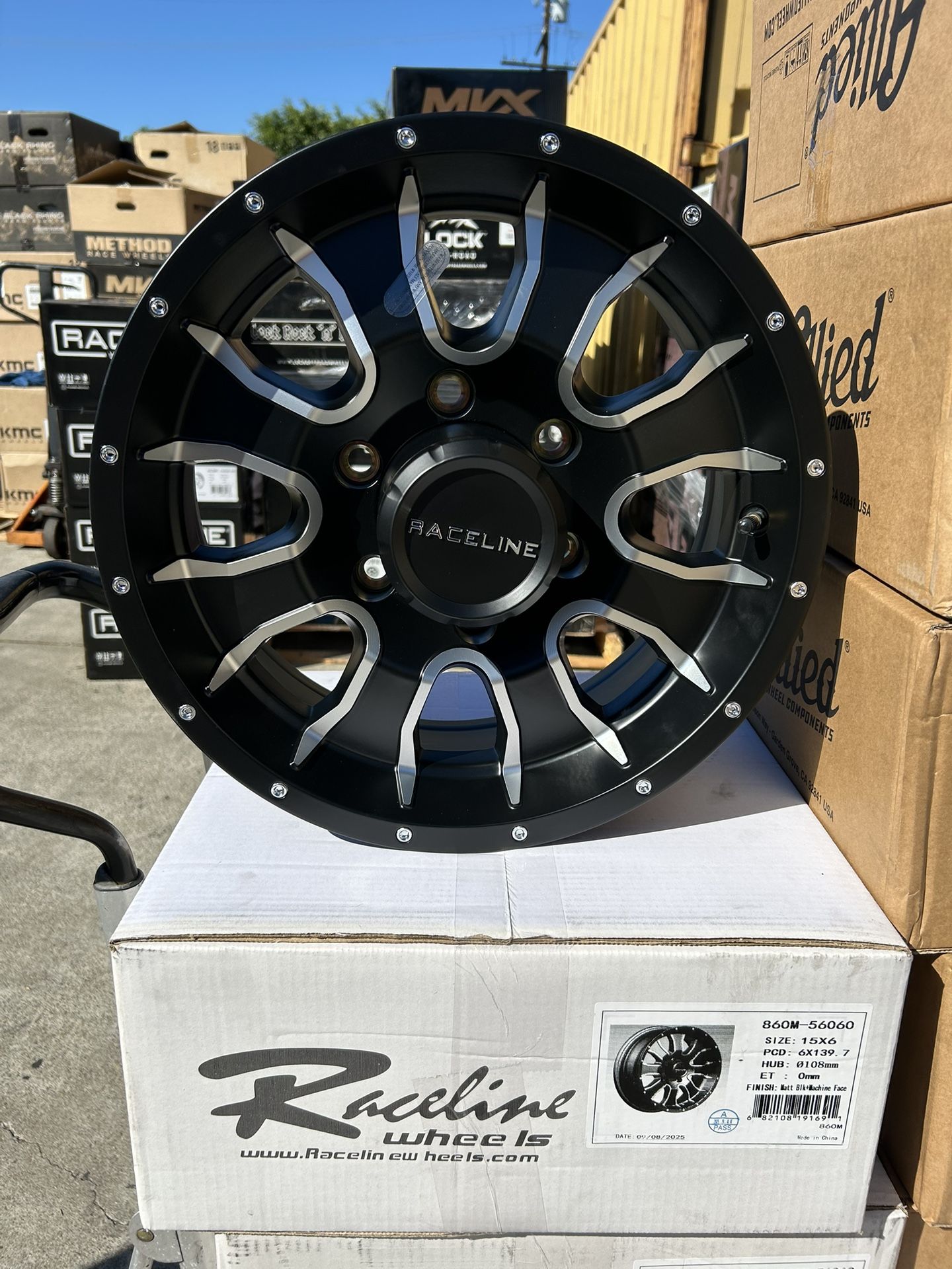 RACELINE 860M 6x139.7 Size 15x6 ET:0mm BLACK!!ONLY FOR TRAILER!!