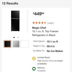 Magic Chef 10.1 cu. ft. Black Refrigerator