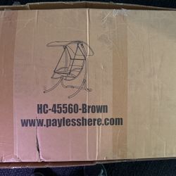 Hammock Lounge Chair - Brown Fabric With Black Steel Supports. 