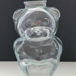 Vintage Anchor Hocking Clear Glass Bear-shaped Coin Bank 