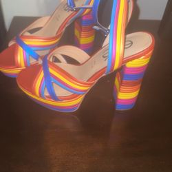 EXE MULTICOLORED PLATFORM HEELED SANDALS OPHELIA-832