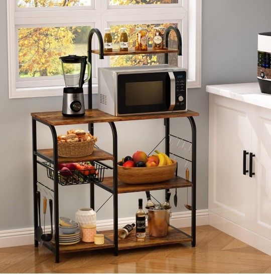 Bakers Rack Microwave Stand Kitchen Shelf