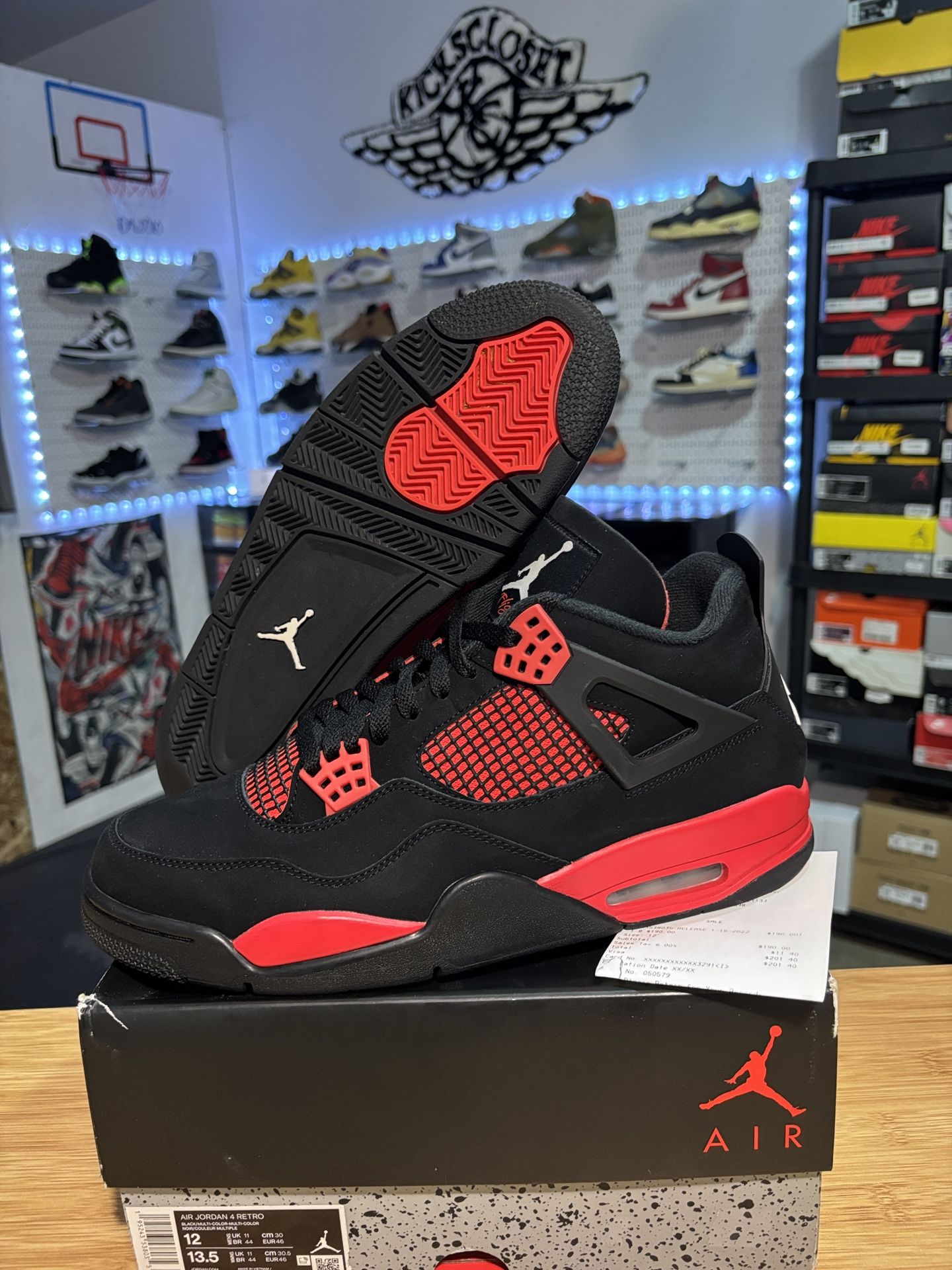 AIR JORDAN 4 RETRO “RED THUNDER” SIZE 12
