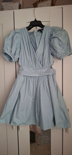 Light Blue Puff Sleeve Mini Dress