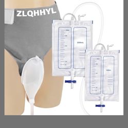 Catheter For Men, Urine Collection System, Reusable Portable Silicone Urinal With 2 Bags (1000ml & 2000ml), 1.2M Tube, And Adjustable Breathable Pants