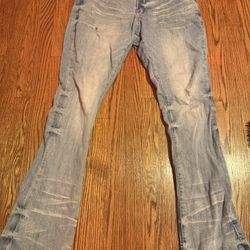 Washed flared jeans