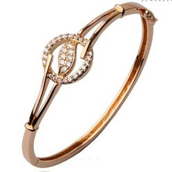 18k Rose Gold Plated Crystals Bangle Bracelet Valentine's Day Gift 
