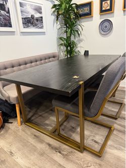 Dining room table for sale with chairs and bench