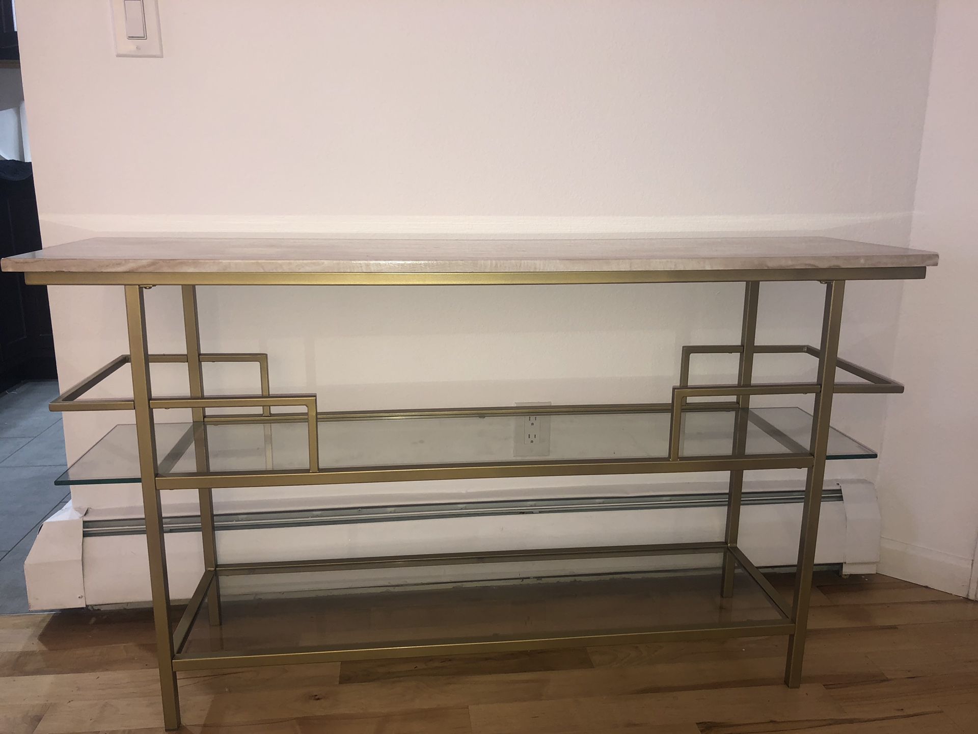 Brand new gold and marble console table