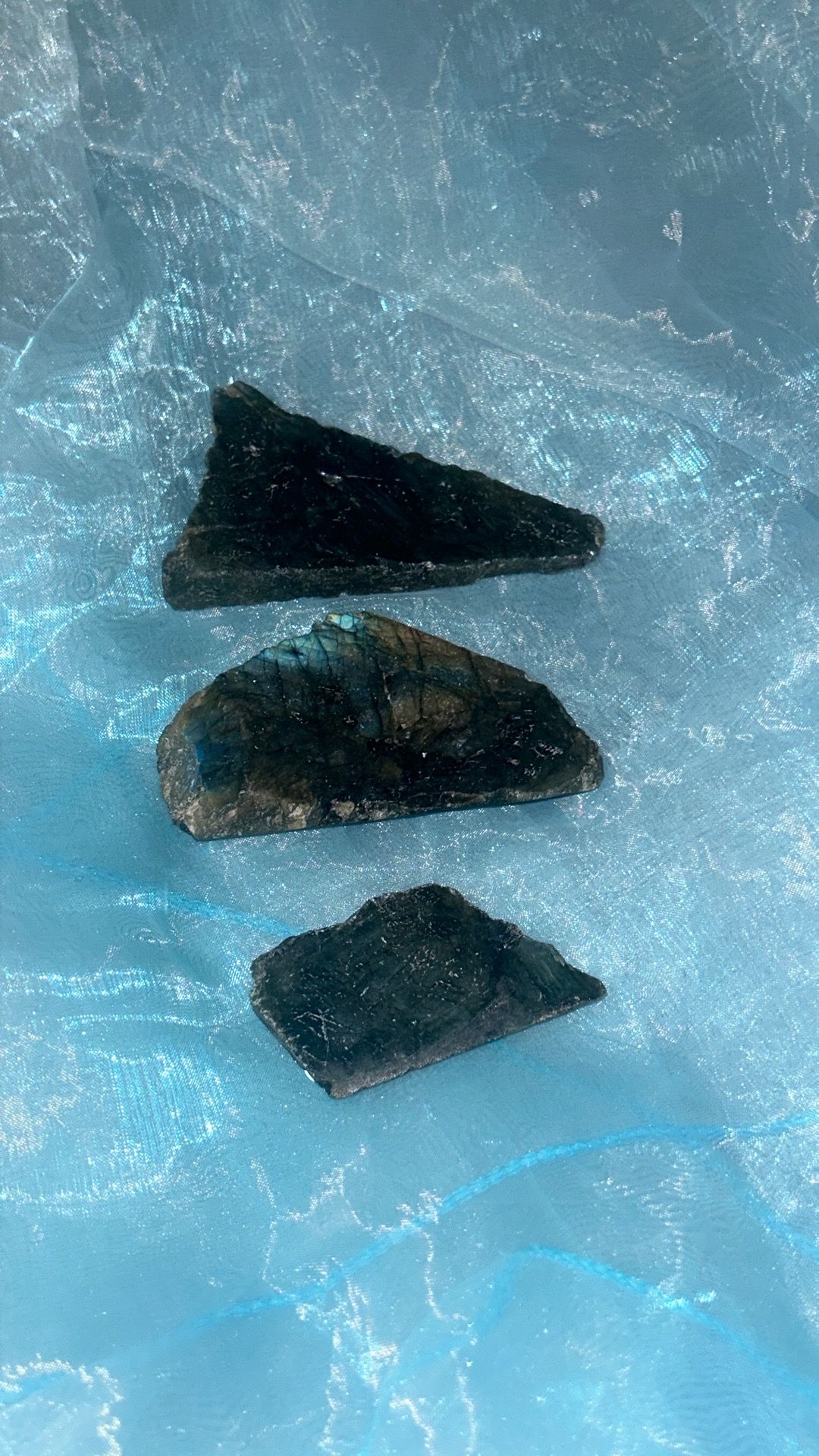Rainbow flag labradorite crystal slabs