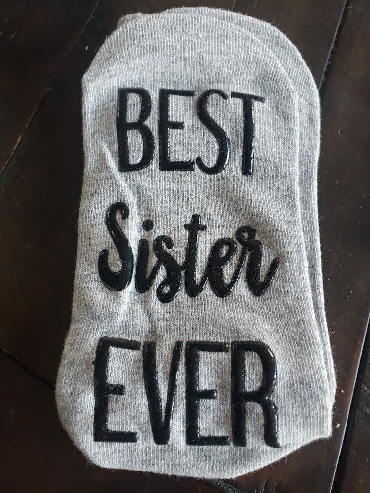 New Sisters Gifts Birthday Gift, Etc. "BEST Sister EVER" Grey Bootie Socks